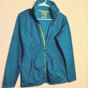 Cabela's (Size M) Blue & Neon Accent Mock Neck Full Zip Slip Pockets LS Jacket